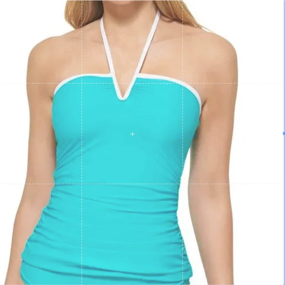 Calvin Klein V-Wire Bandeau Halter Tankini Top Swim Tropical Blue Large NWT - Picture 8 of 8